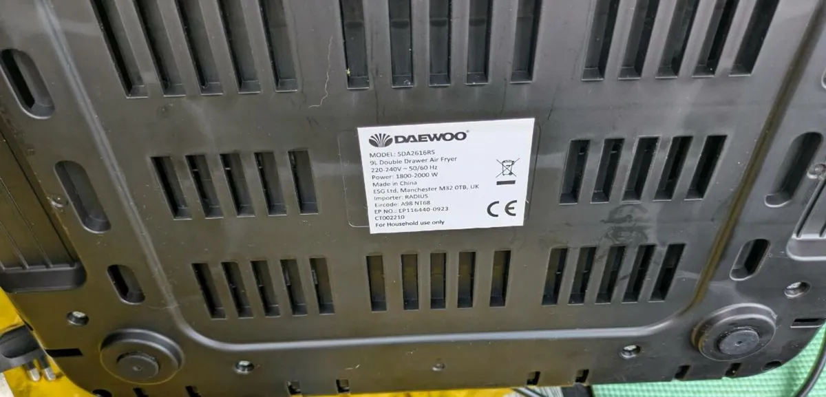 Daewoo Dual Drawer 9L Airfryer SDA2616RS - Image 3