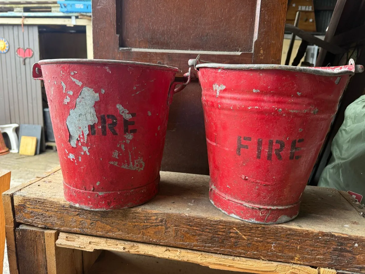 Two old reclaimed metal fire buckets - Image 1