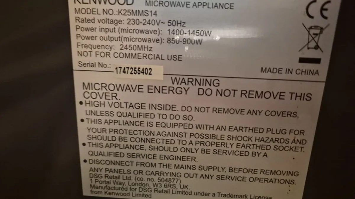 Ken Wood microwave k25mms14 - Image 3