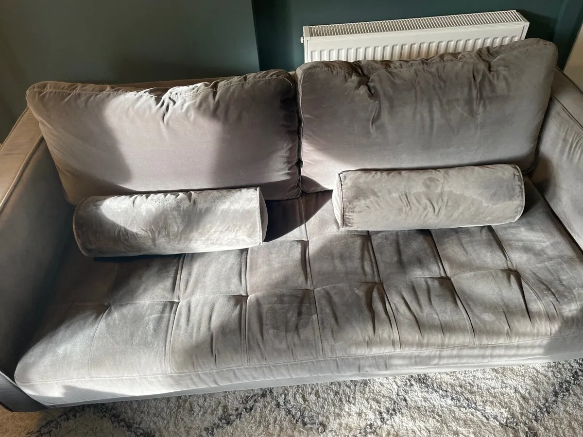 Grey Velvet Couch - Image 3