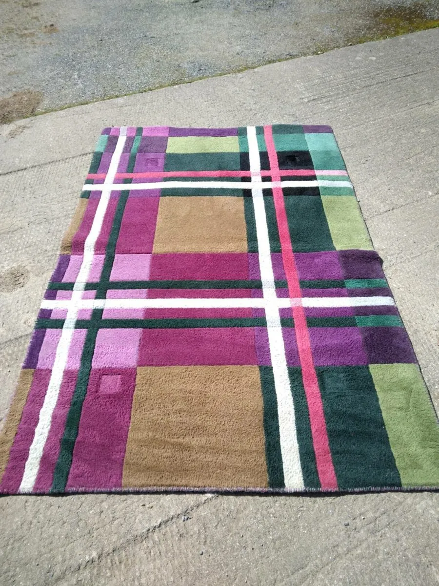 Multi Colour Wool Rug and cream rug - Image 1