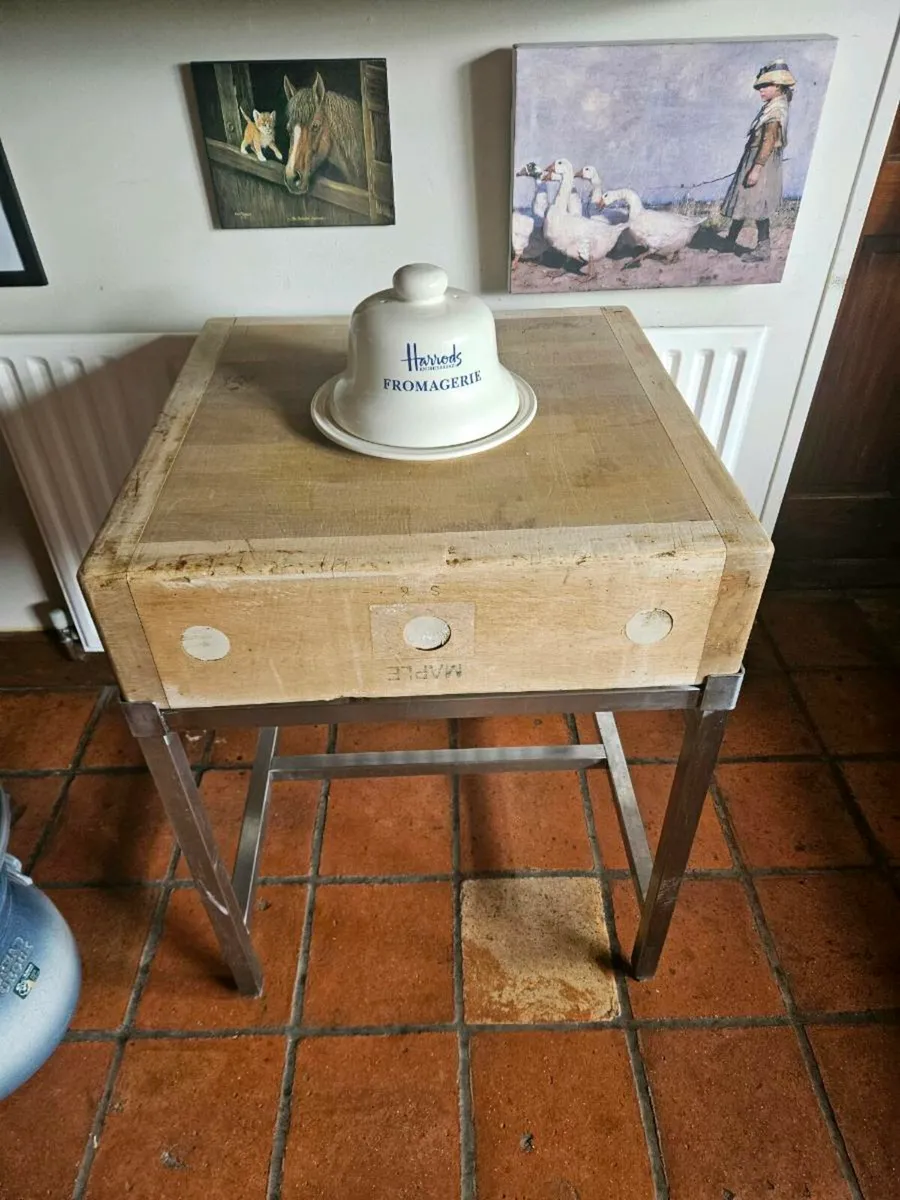 Butchers Block on stainless steel  stand - Image 1