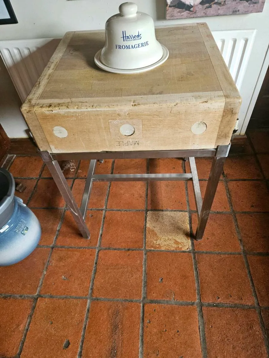 Butchers Block on stainless steel  stand - Image 3