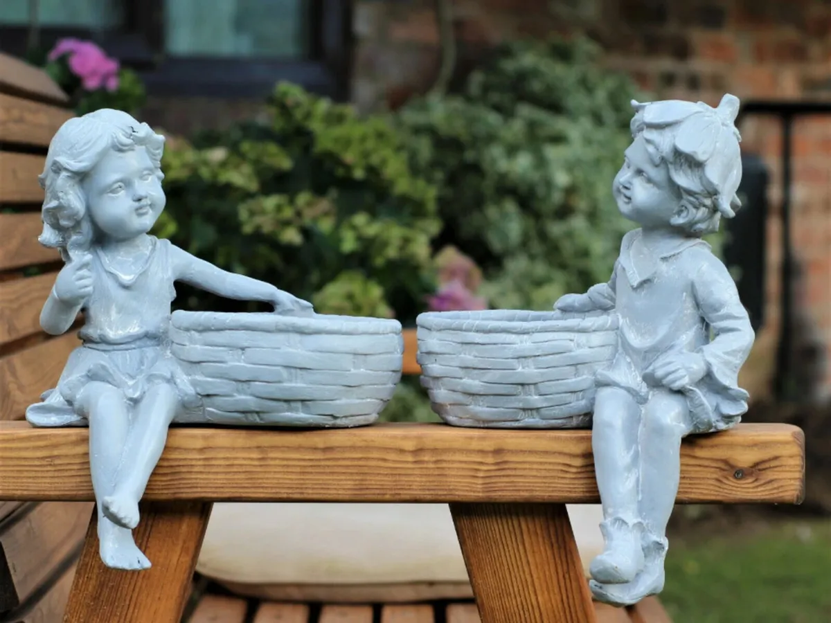 Garden Ornament Planter Cherubs Boy & Girl NEW - Image 3
