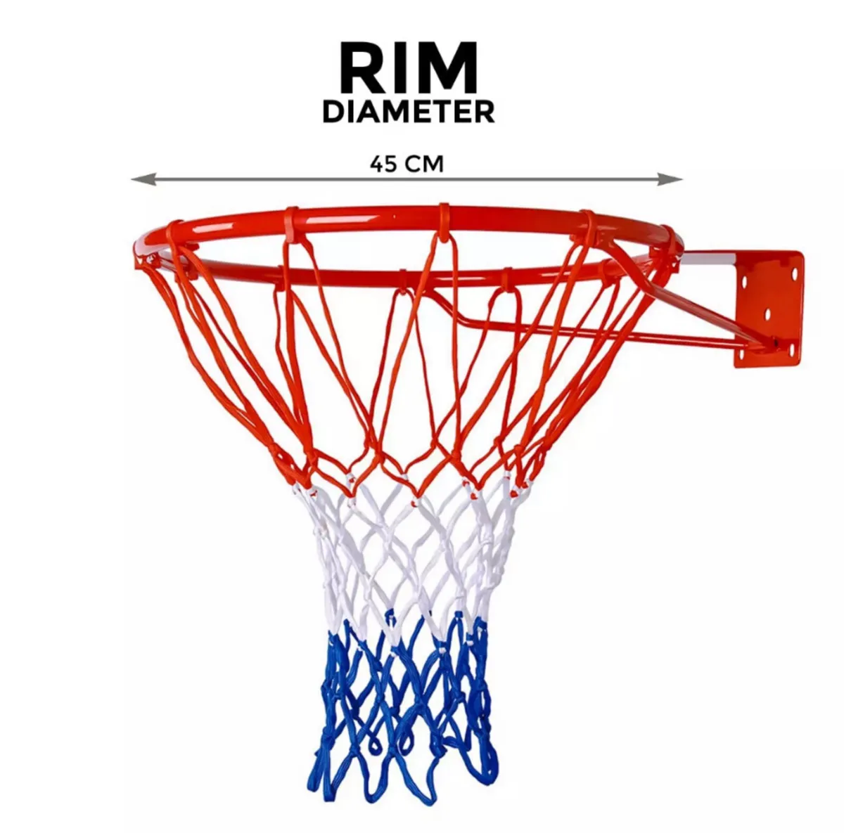 45cm Standard Wall Mounted Basketball Hoop & Net - Image 3