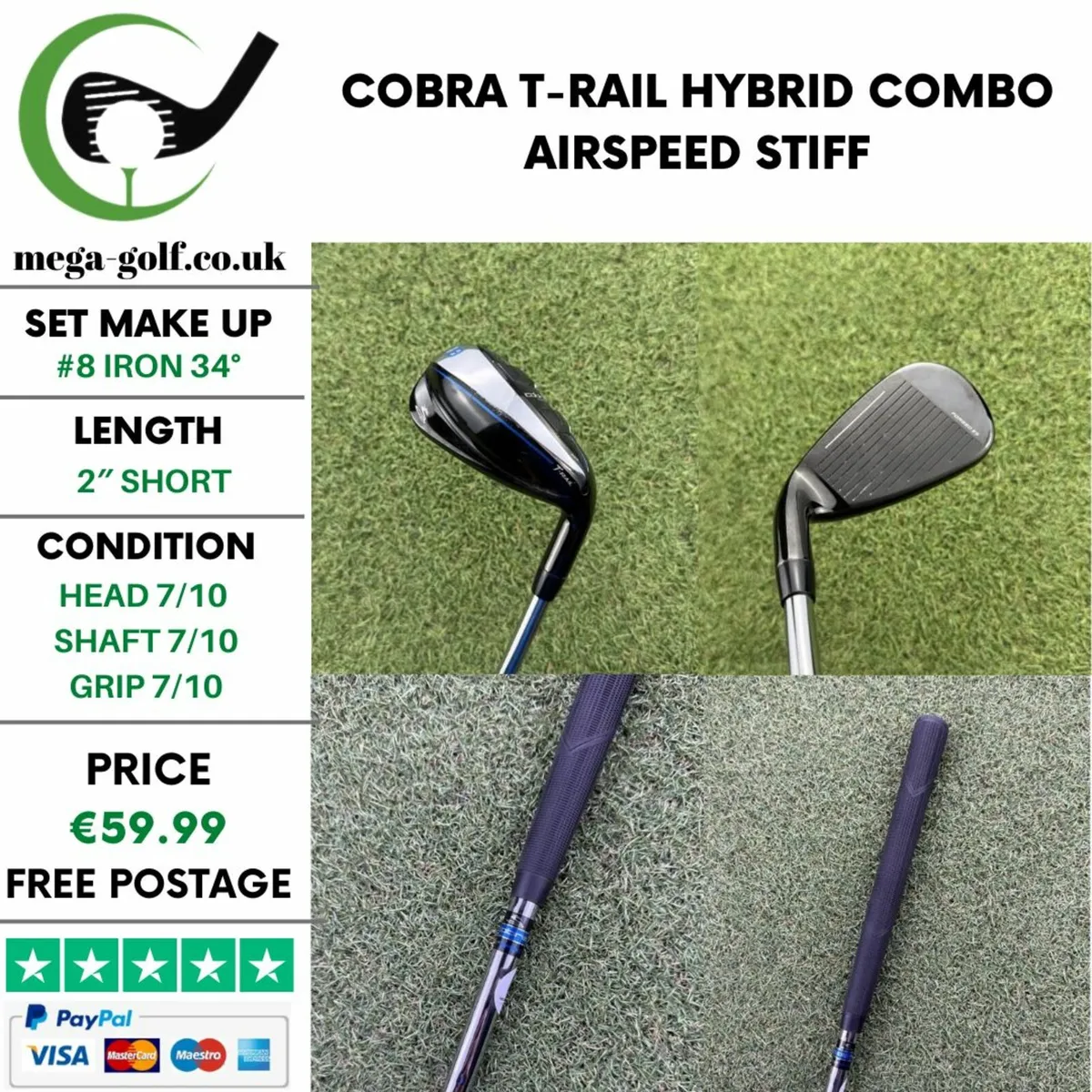 COBRA T-RAIL HYBRID COMBO #8 IRON 34° / STIFF - Image 1