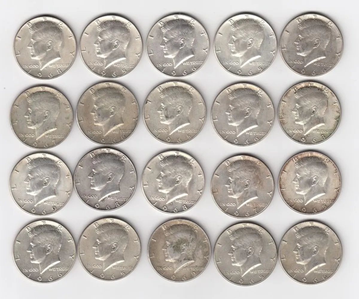 20 x (1965-1970) kennedy half dollars, 40% silver coins (no . 117) - Image 1