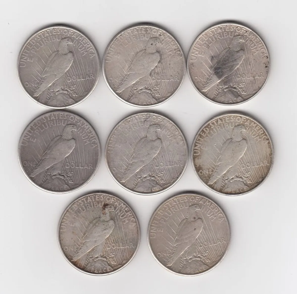 U.S.A. 8 x.Peace Dollars 90% silver coins (no 114) - Image 2