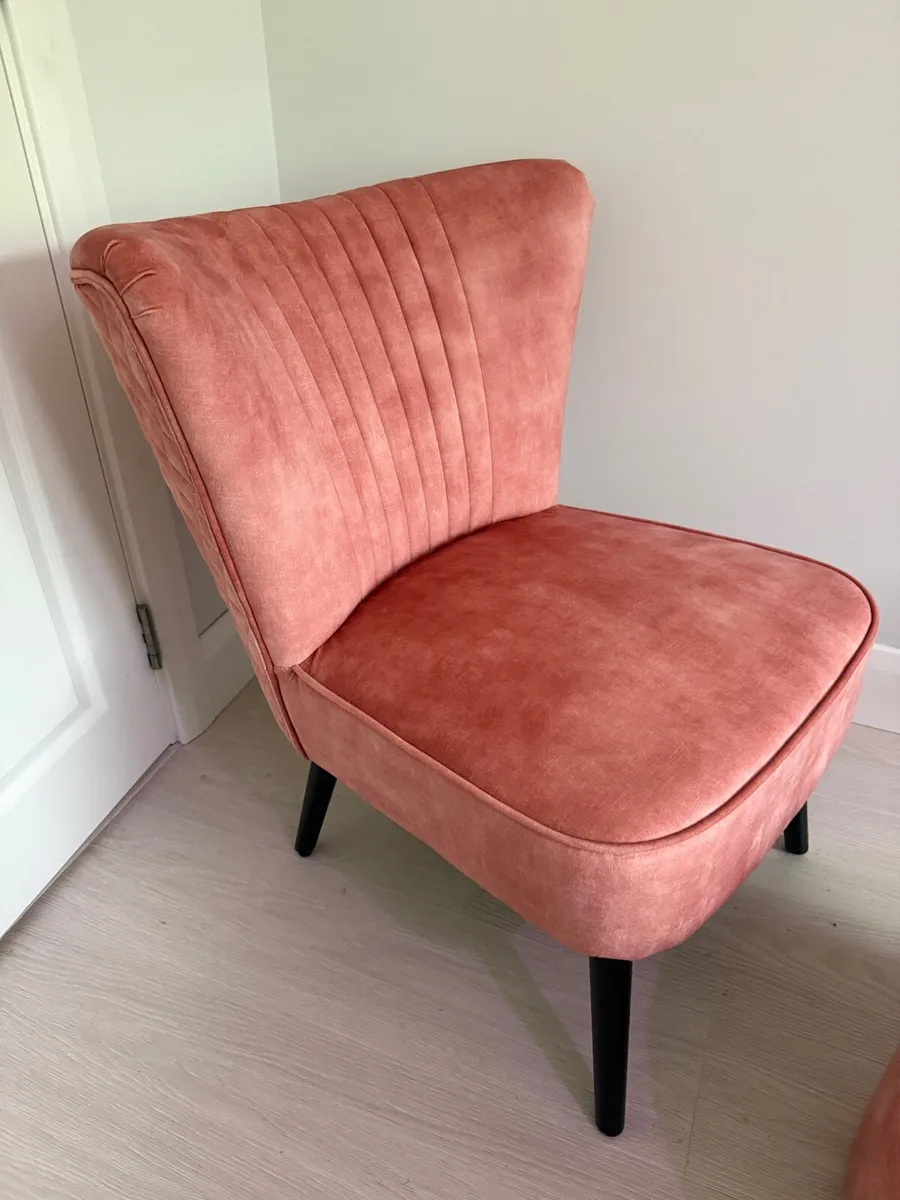Blush Pink Velvet Chair and Foot stool - Image 2