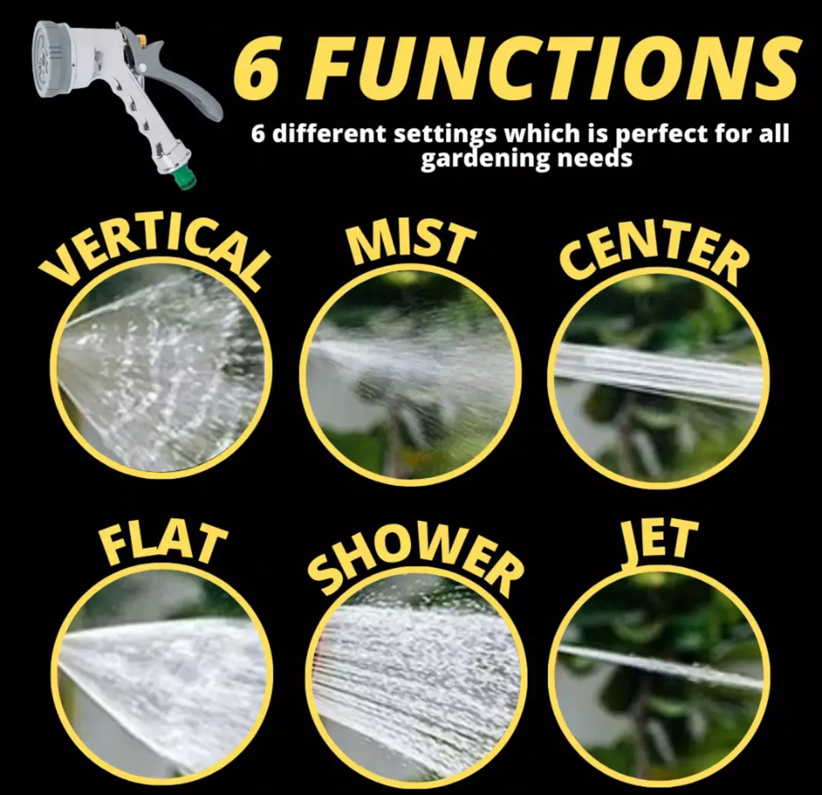 6 Dial Metal Spray Gun Multi Pattern Water Sprayer - Image 2