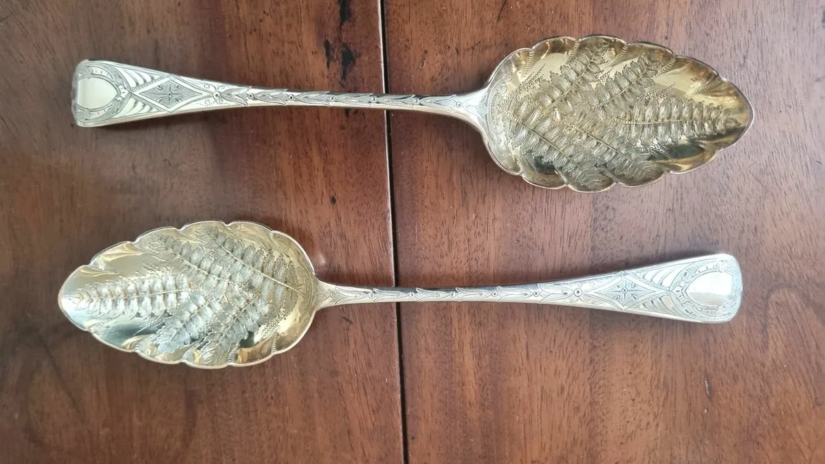 Sterling Siver Fruit Bowl Serving Spoons - Image 1