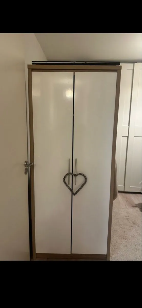 2 Door Wardrobe - White High Gloss - Image 1