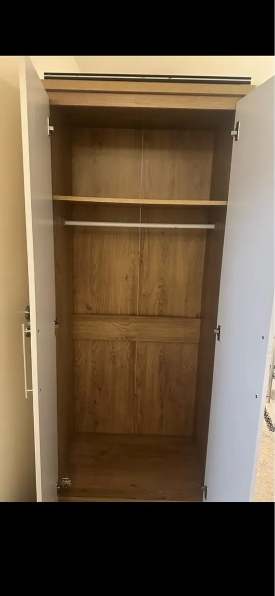 2 Door Wardrobe - White High Gloss - Image 2