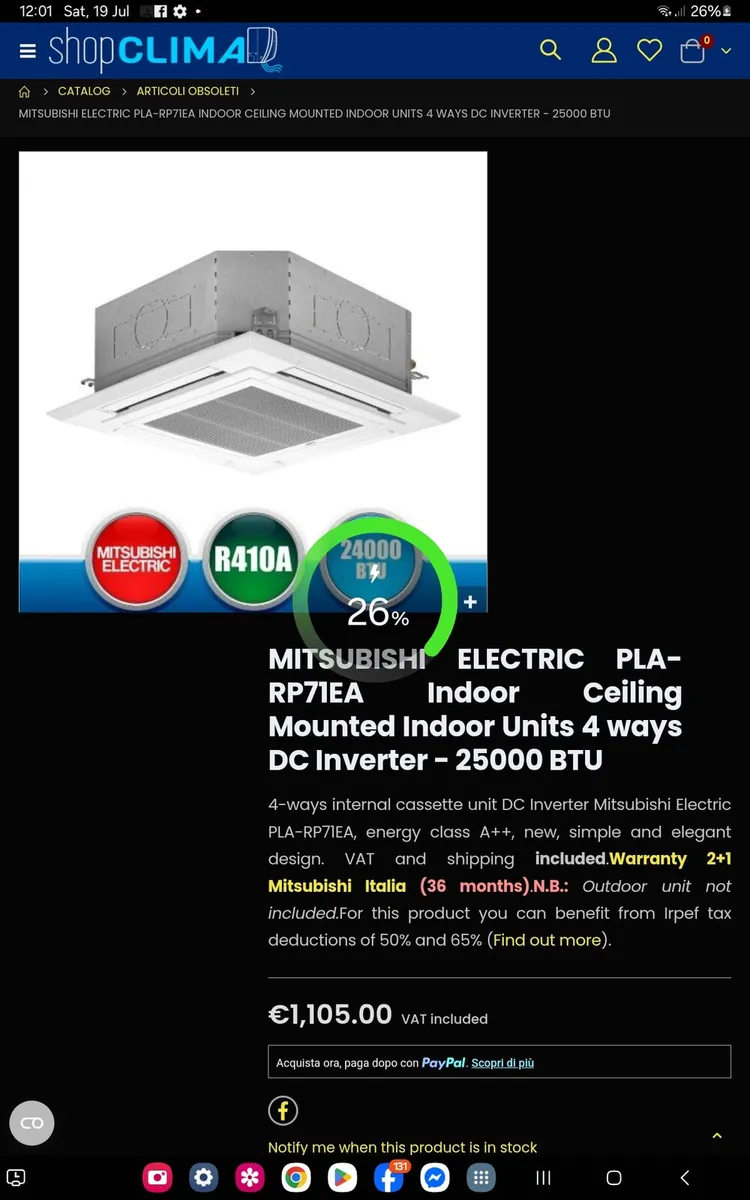 Mitsubishi air conditioning unit with pipe kit - Image 2