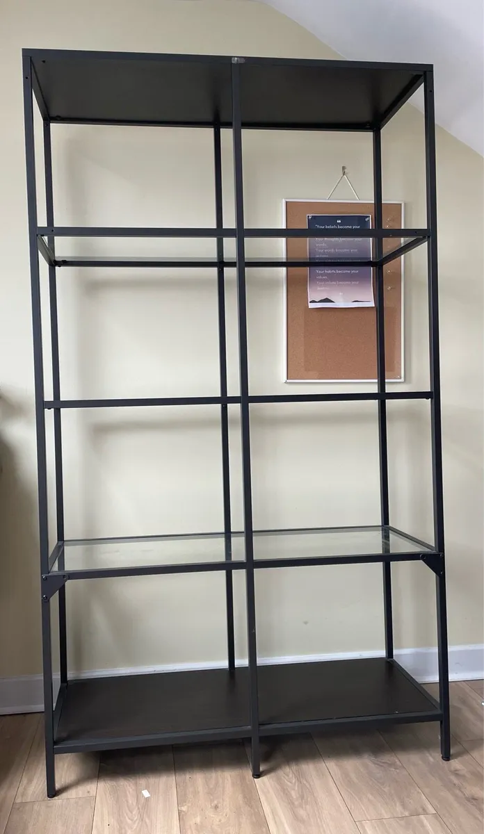 Shelving Unit metal with glass shelves
