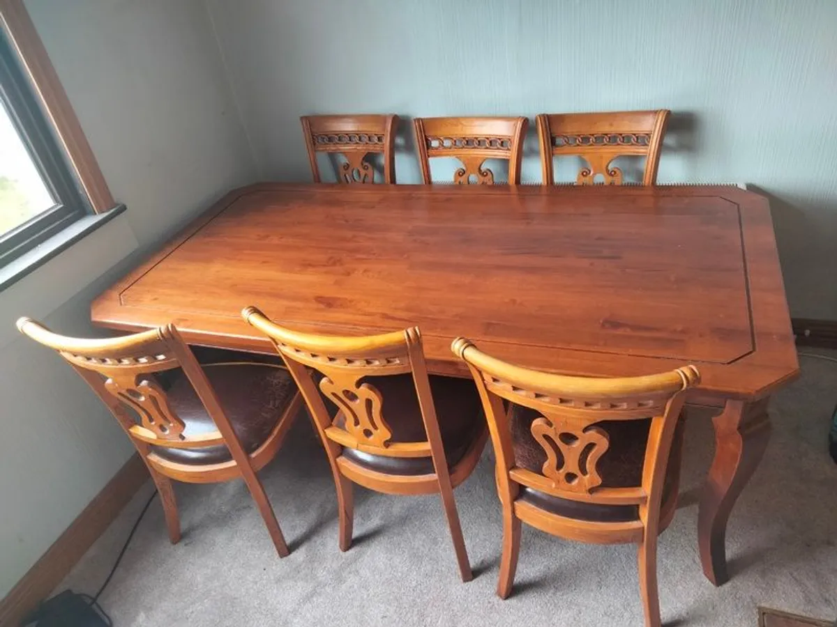 Large dining table and chairs for sale - Image 1