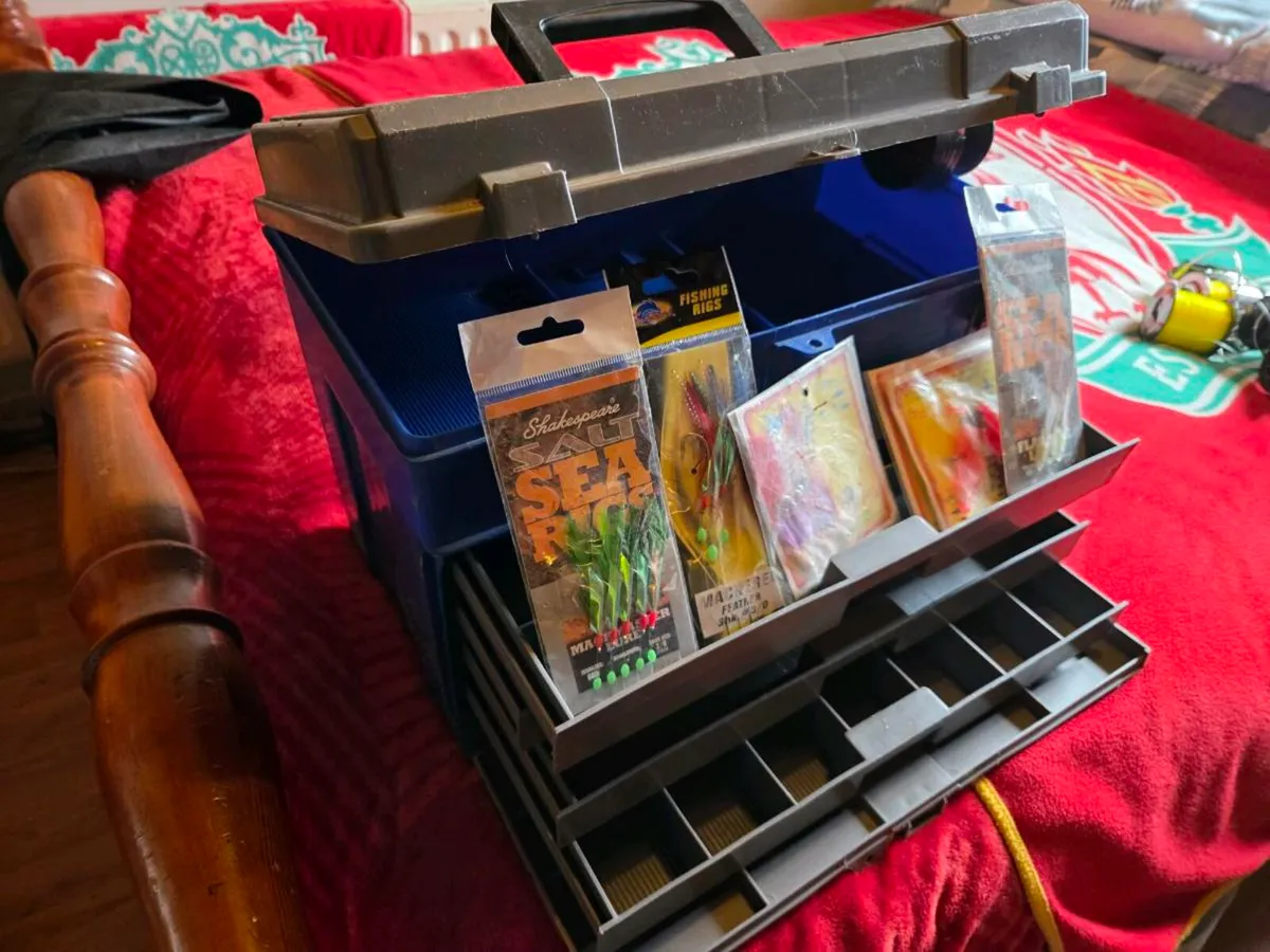 Fishing box with new fishing hooks and accessories - Image 4
