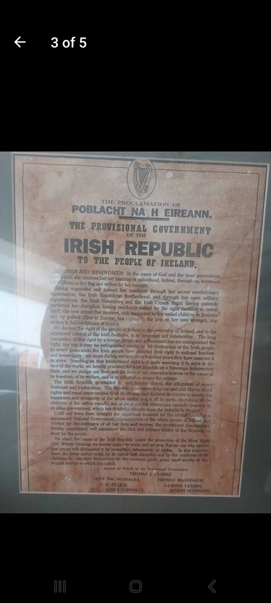 Proclamation of Poblacht Na Eireann print - Image 3