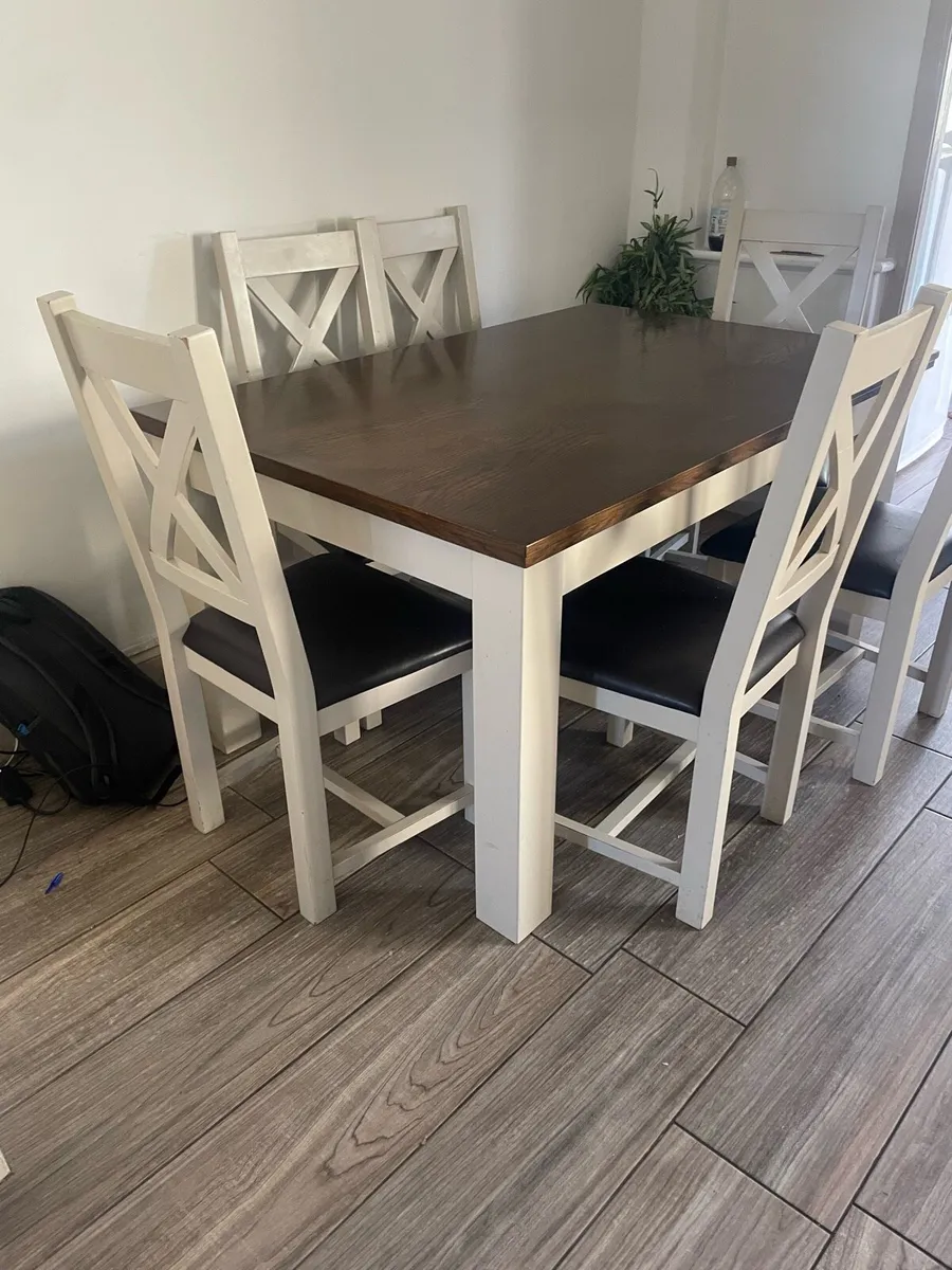Wooden table and 6 chairs - Image 2