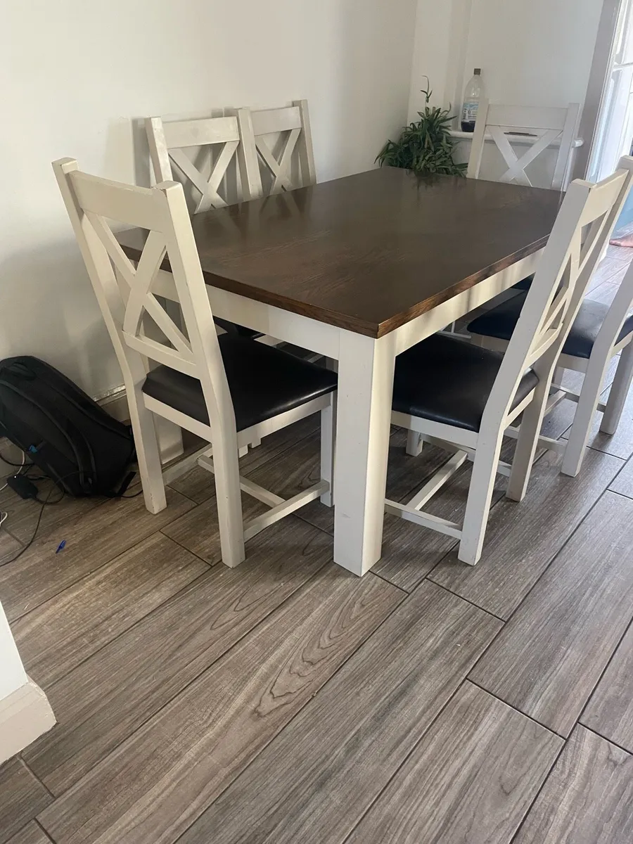 Wooden table and 6 chairs - Image 3