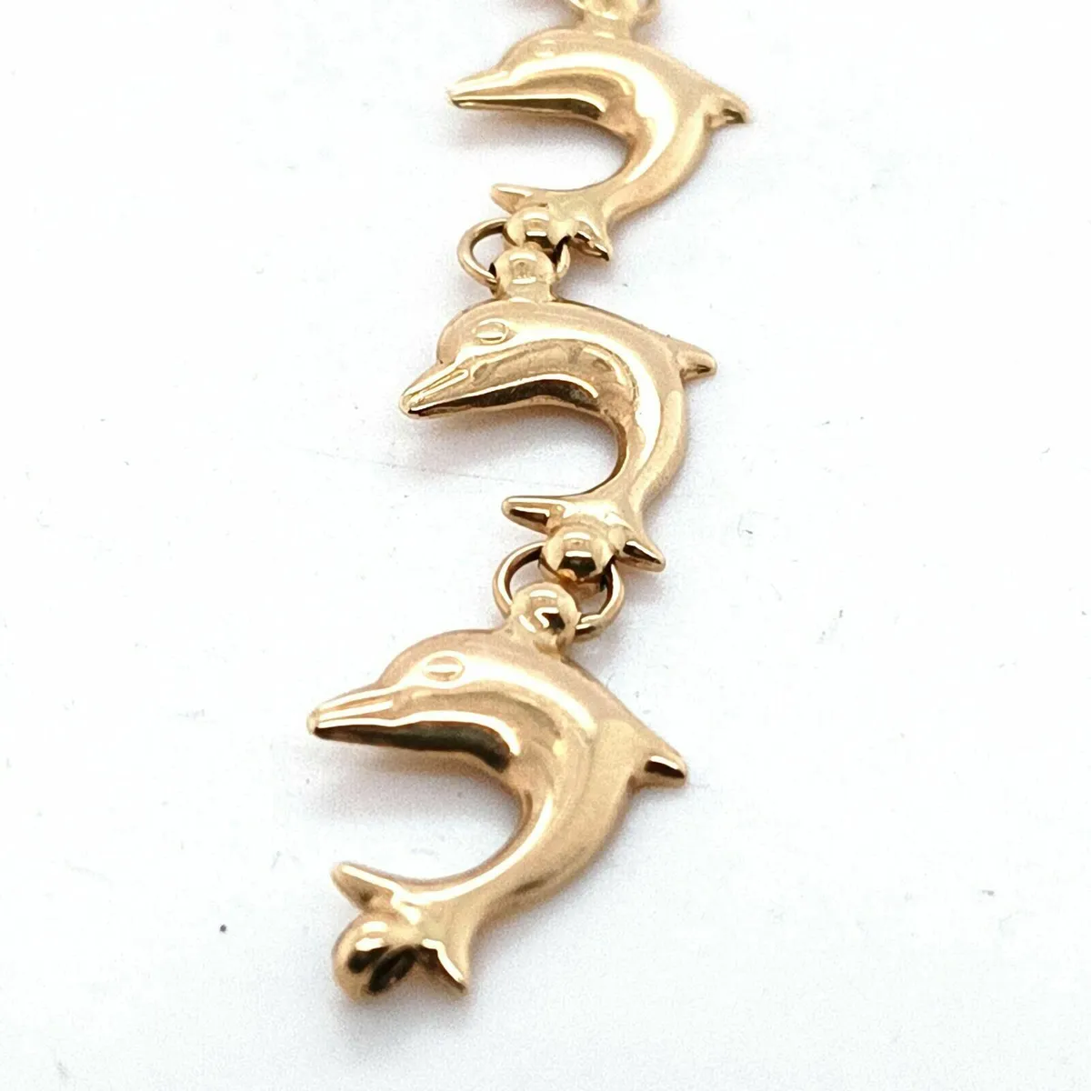 14k Gold Italian Bracelet with Dolphins - Image 2