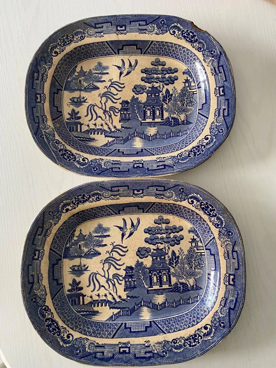 Antique blue willow pattern serving platter