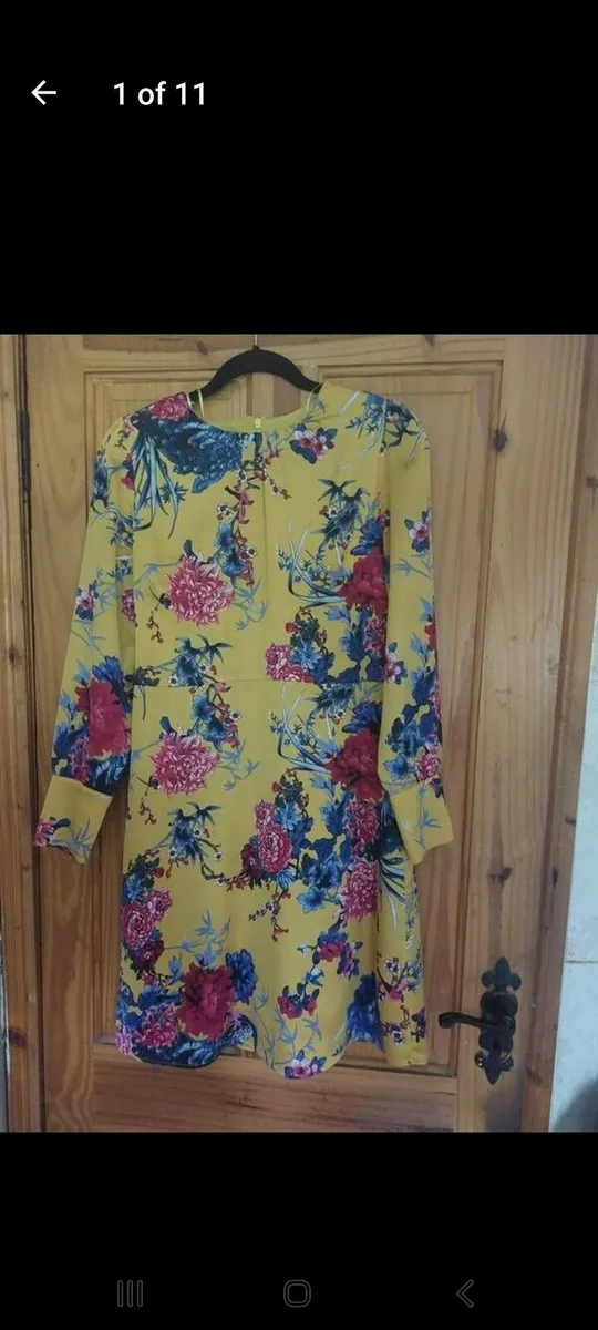 Mustard floral mini dress (free postage) - Image 1