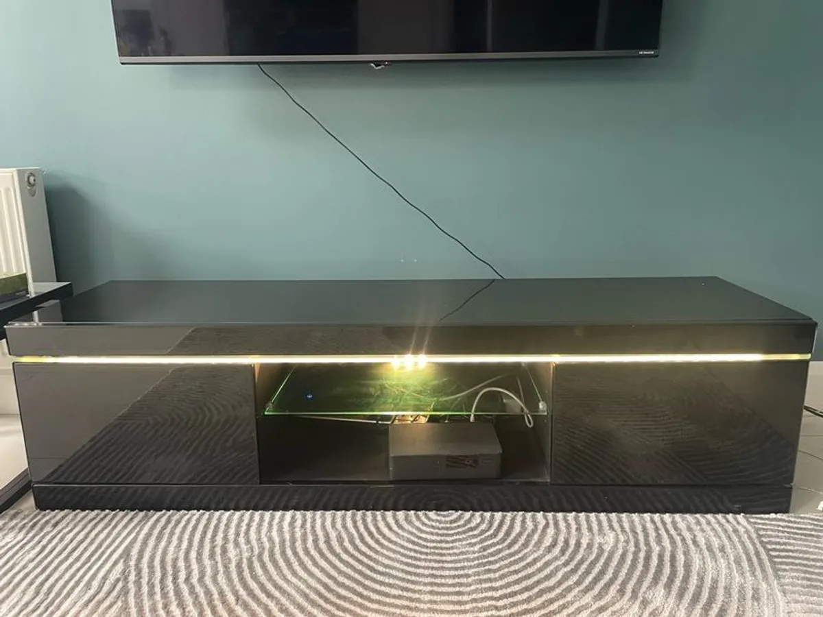 Black tv stand with led lightening - Image 2
