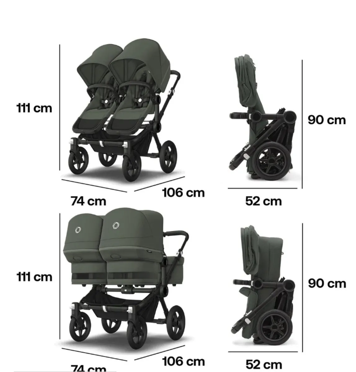 Double buggy - Bugaboo Donkey 5 Duo - Forest Green - Image 3