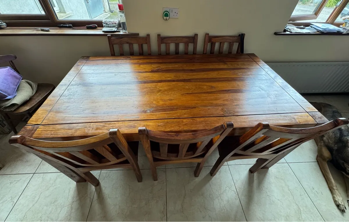 Solid Ash Dining Table & 6 Chairs - Image 2
