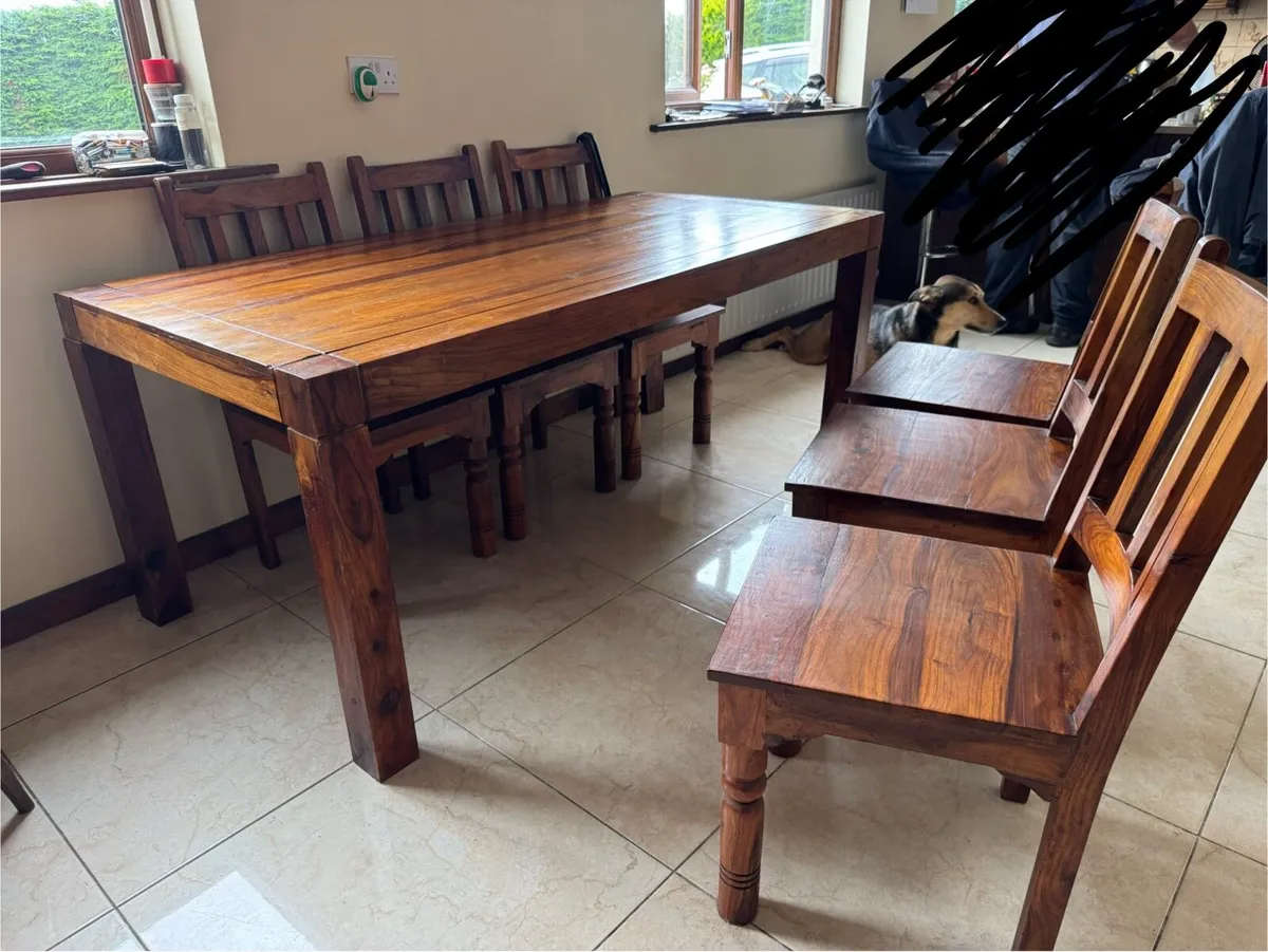 Solid Ash Dining Table & 6 Chairs - Image 1