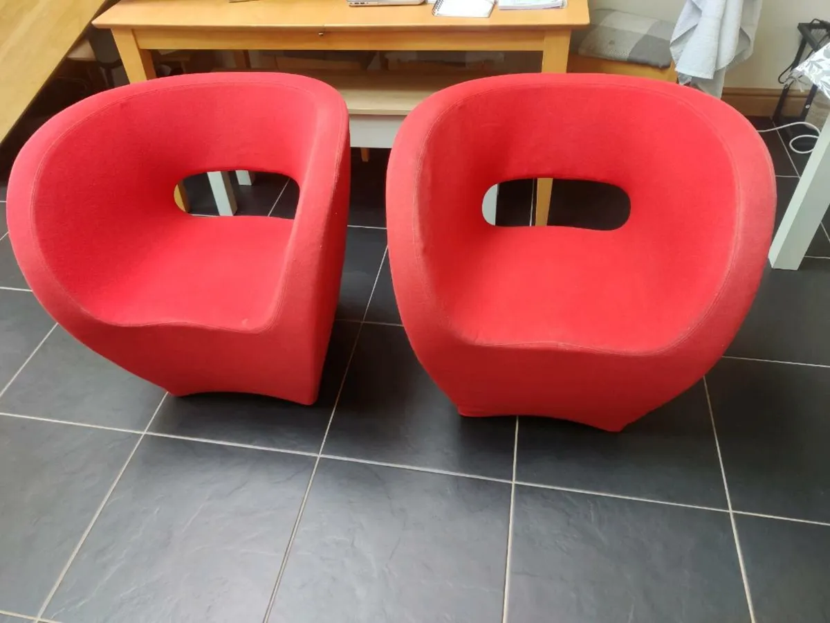 Two Red Comfy Victoria and Albert armchair - Image 1