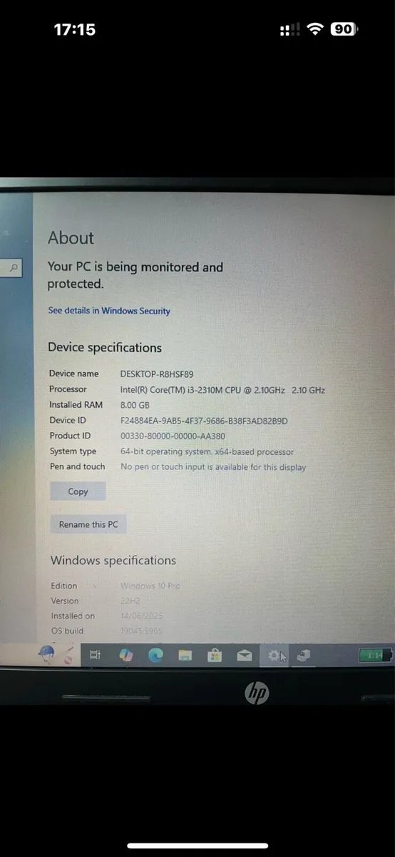 HP Laptop i3 pro 8-320 win 10 - Image 4