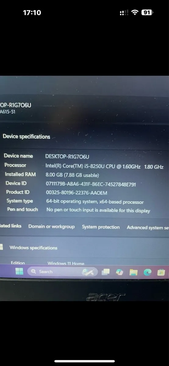 Acer Laptop i5 pro 8gb 256 ssd w11 - Image 4