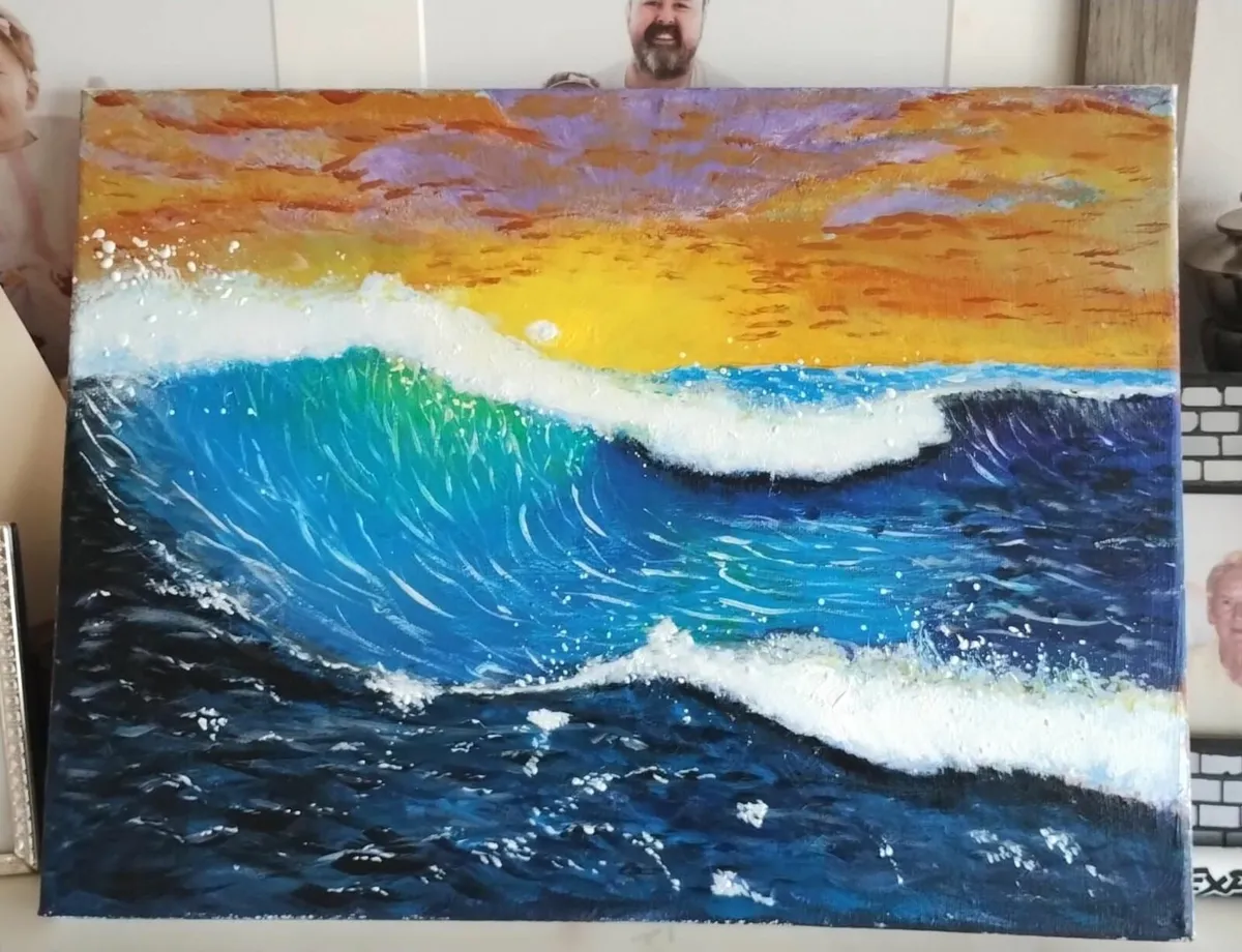 Ocean Waves Sunset Acrylic Original Art Painting