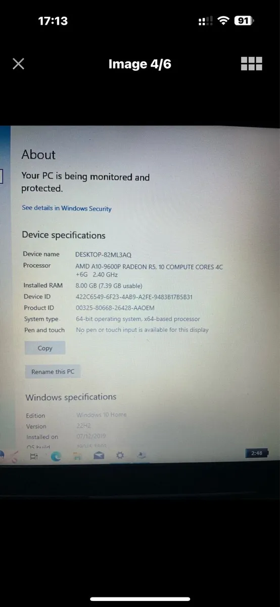 Lenovo Laptop 8gb 256 win 10 - Image 4