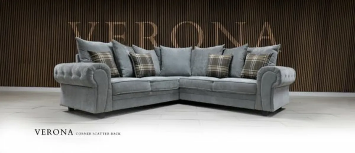 "
Verona Corner Scatterback Grey Fabric Sofa" - Image 2