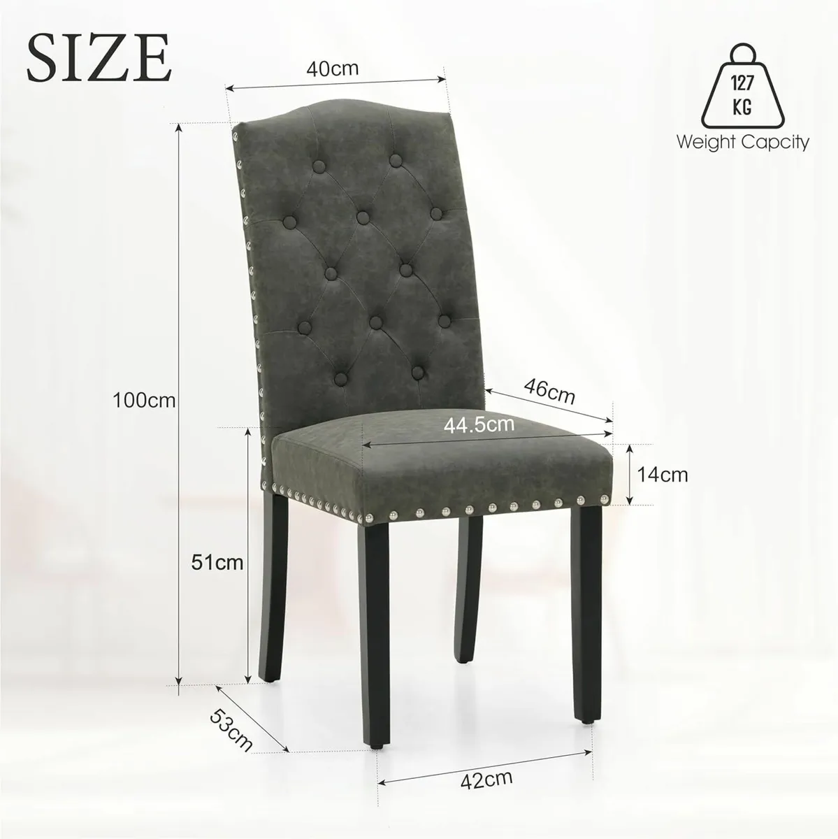 Tufted Dining Chairs Set of 2 - Image 4