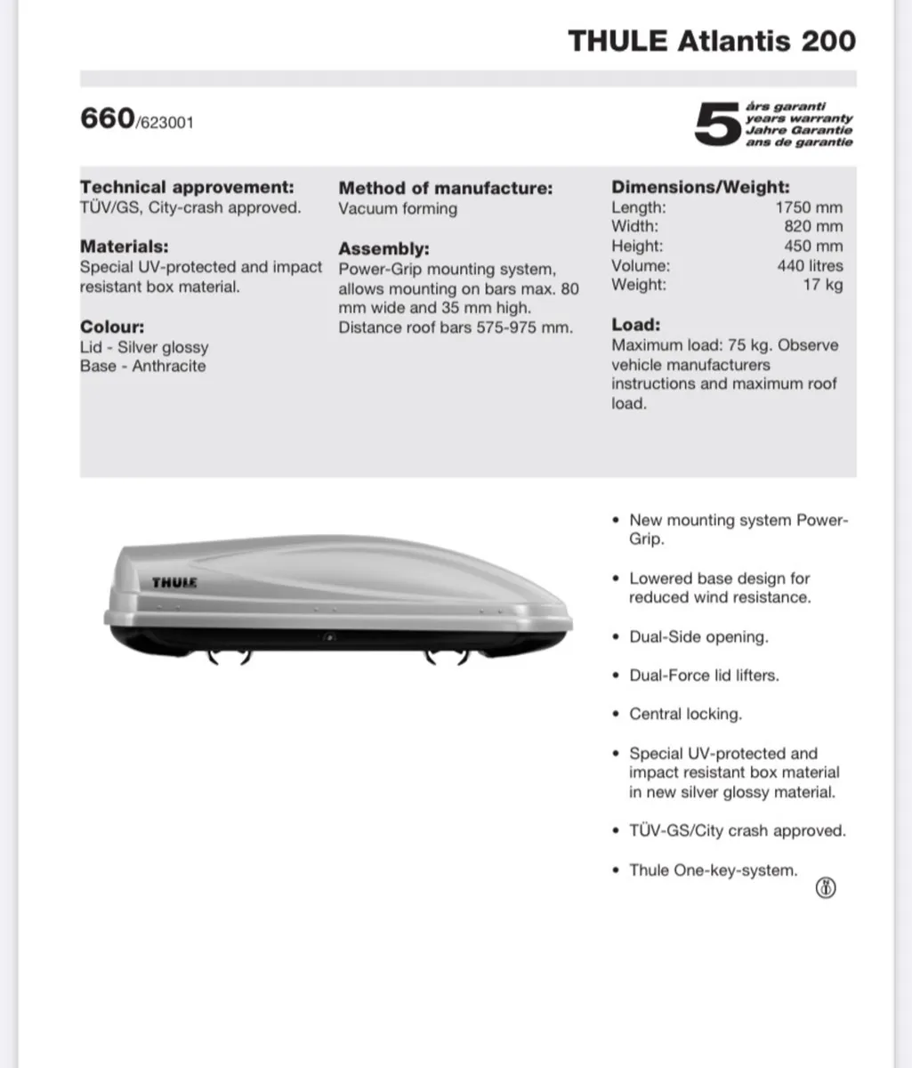 ROOF BOX WITH BARS THULE ATLANTIS 200 - Image 4