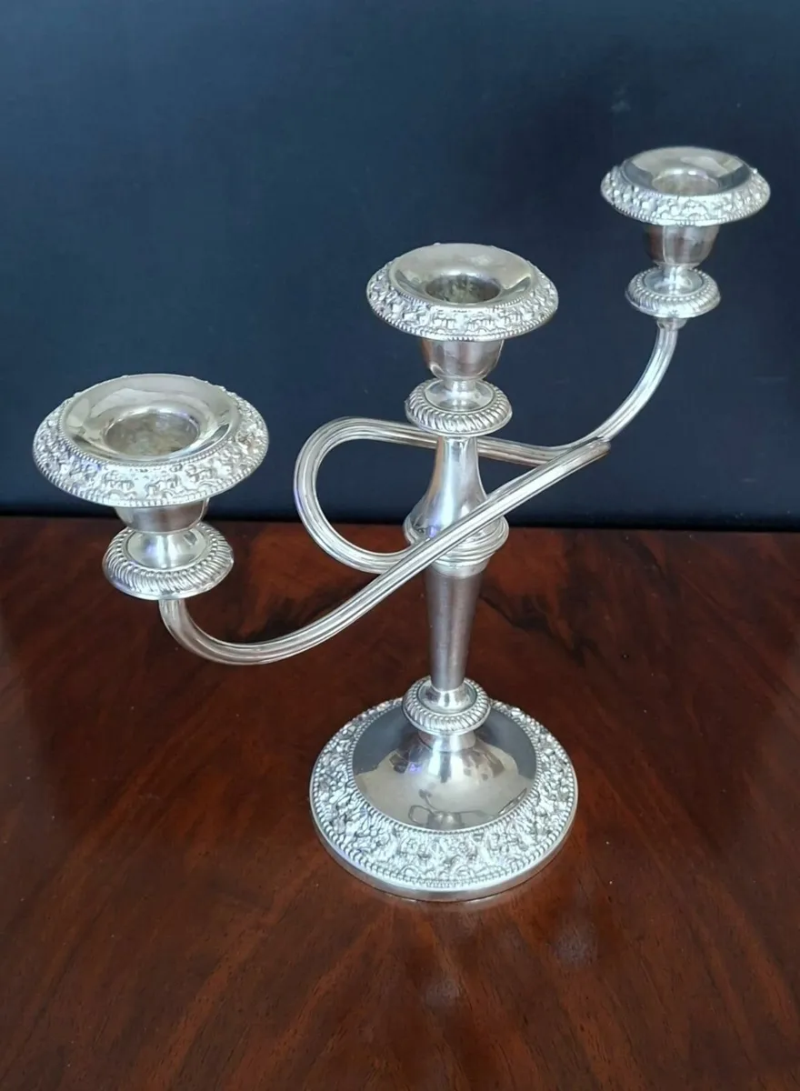 Large Decorative Candlestick Silver Plated/Metal A - Image 3