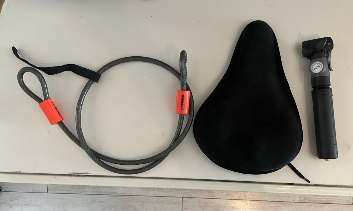 Bike seat cushion + bike lock cable