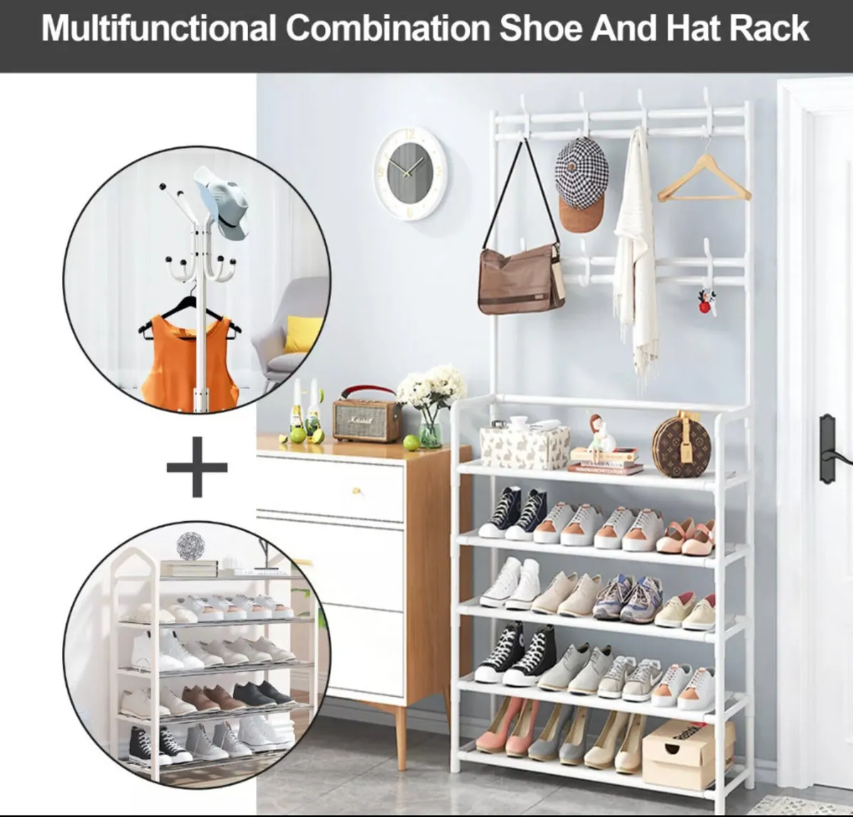 Compact Coat Rail Stand & 5 Tier Shoe Rack New - Image 2