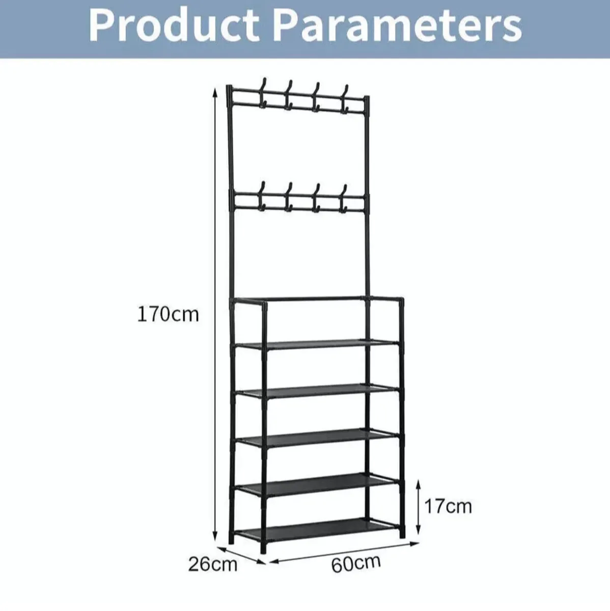 Compact Coat Rail Stand & 5 Tier Shoe Rack New - Image 4