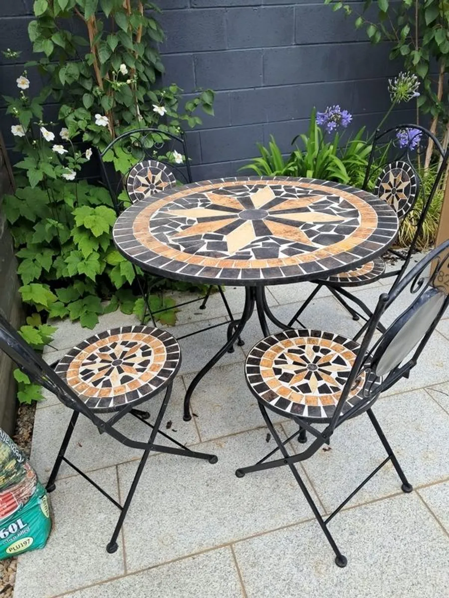 Garden Furniture set | 5 piece diamond mosaic Bistro - Image 2