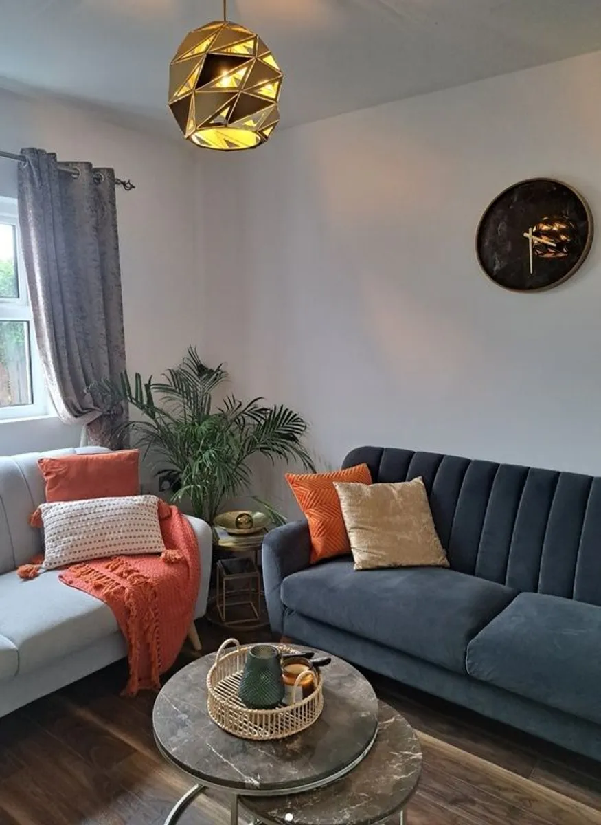 Waldorf Velvet 3 Seater Sofa Grey and Charcoal - Image 2