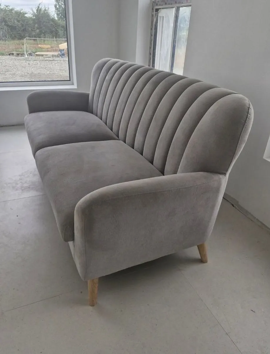 Waldorf Velvet 3 Seater Sofa Grey and Charcoal - Image 4