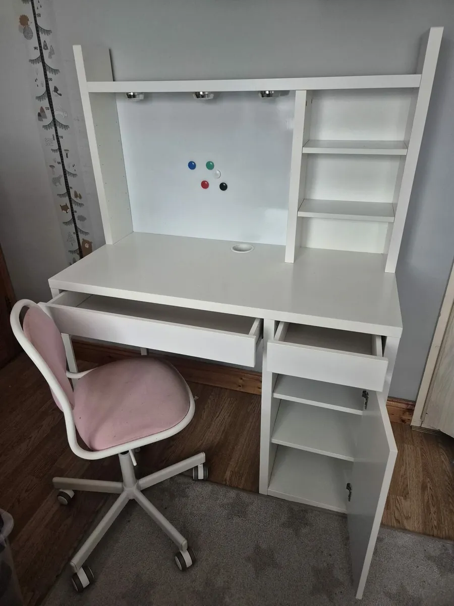 Ikea Micke desk Add-on Unit & Orfjall Swivel Chair - Image 2
