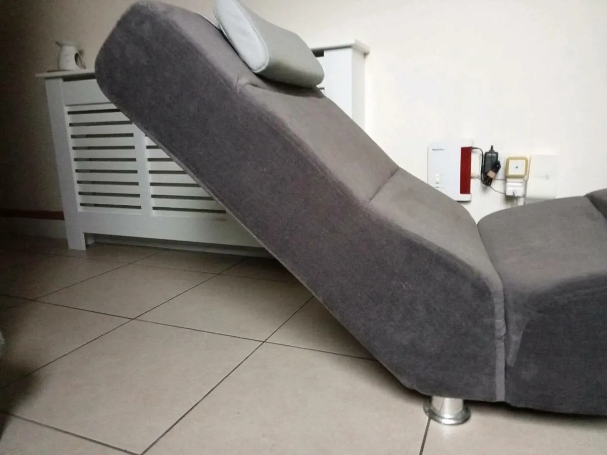 Grey Fabric Chaise Long Lounge Lounger - Image 3