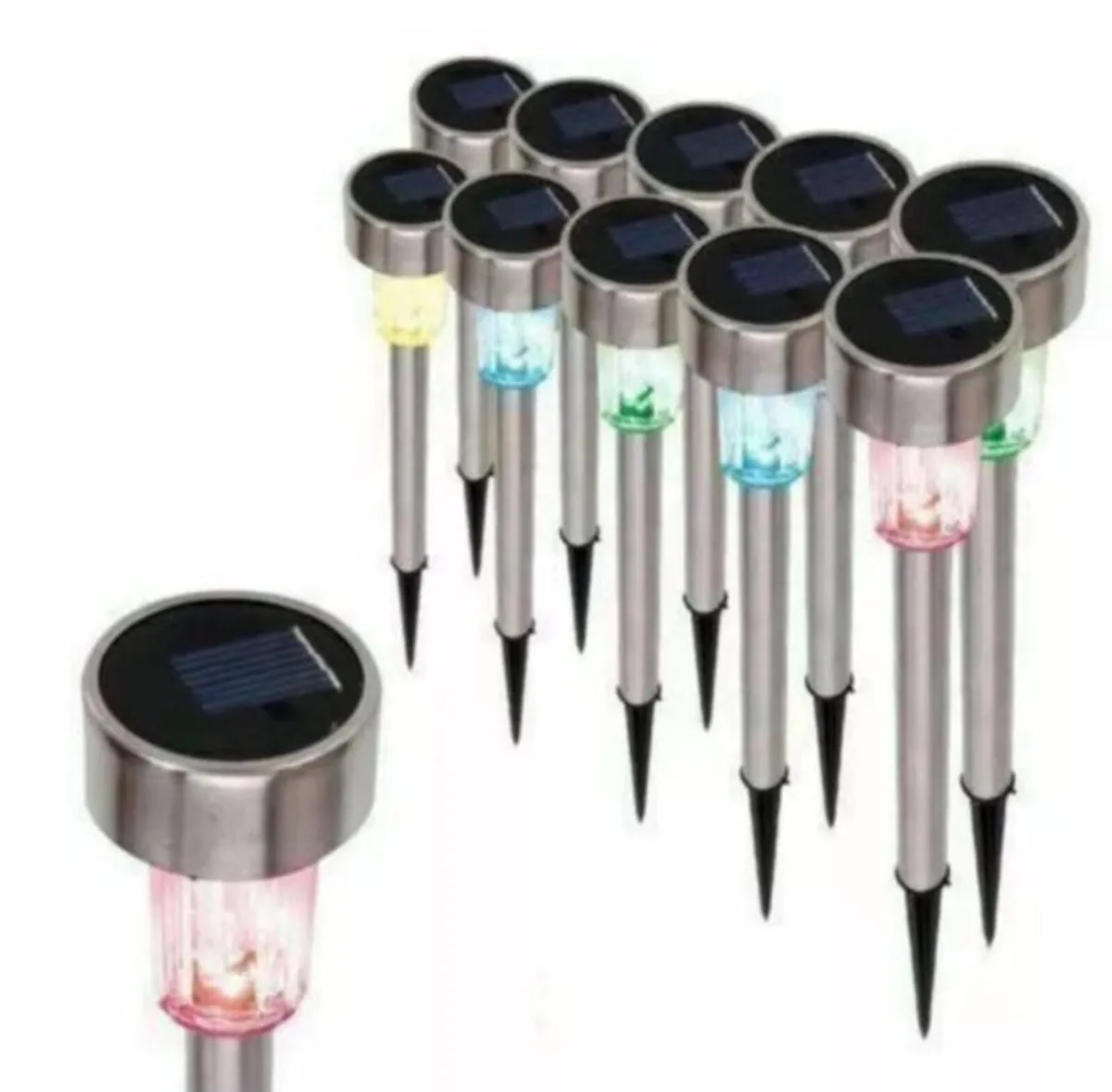 10 x Solar Powered Colour Changing Garden Lights - Image 3