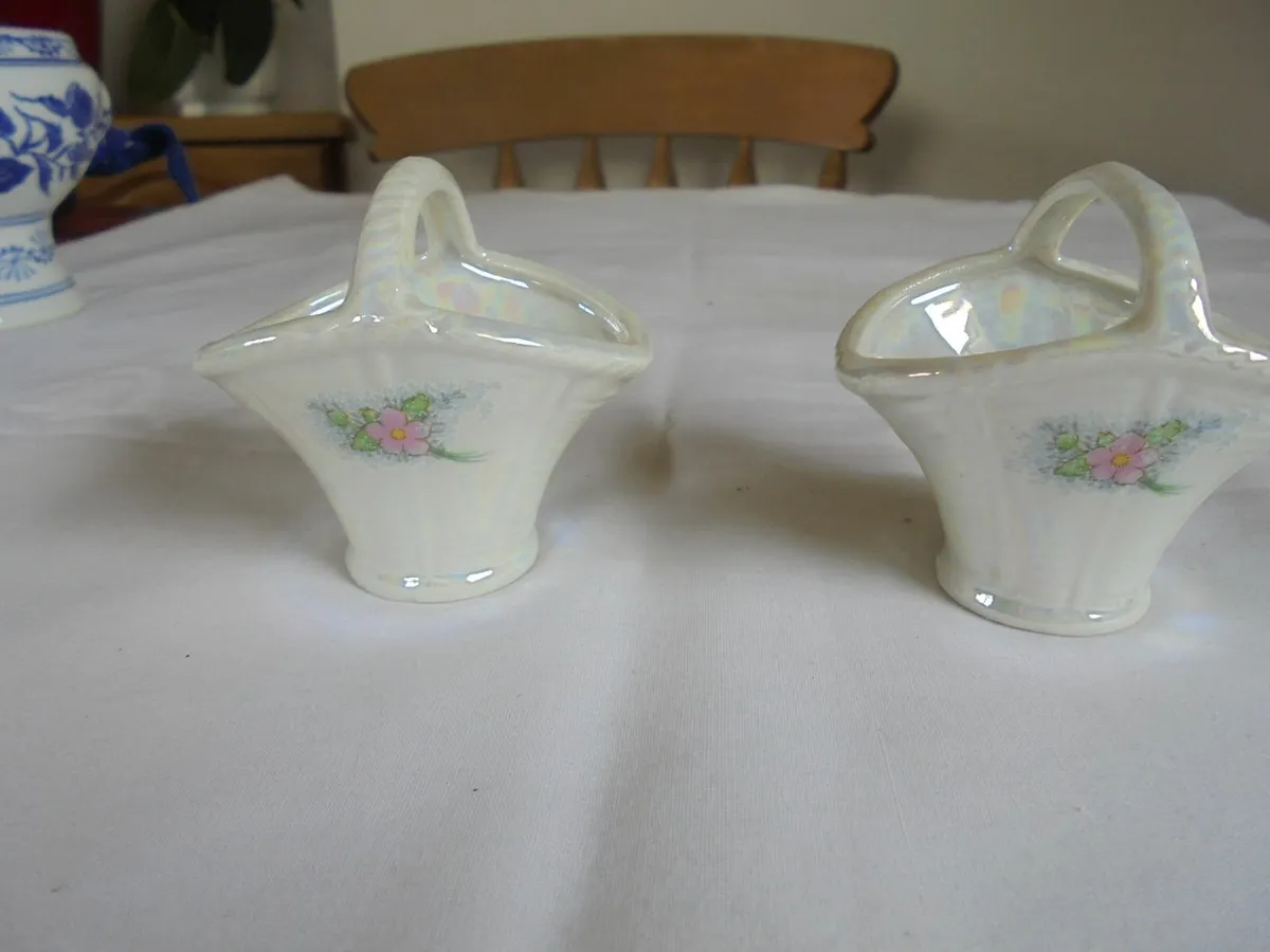 Vintage Porcelain Baskets x 2 for Sale - Image 1